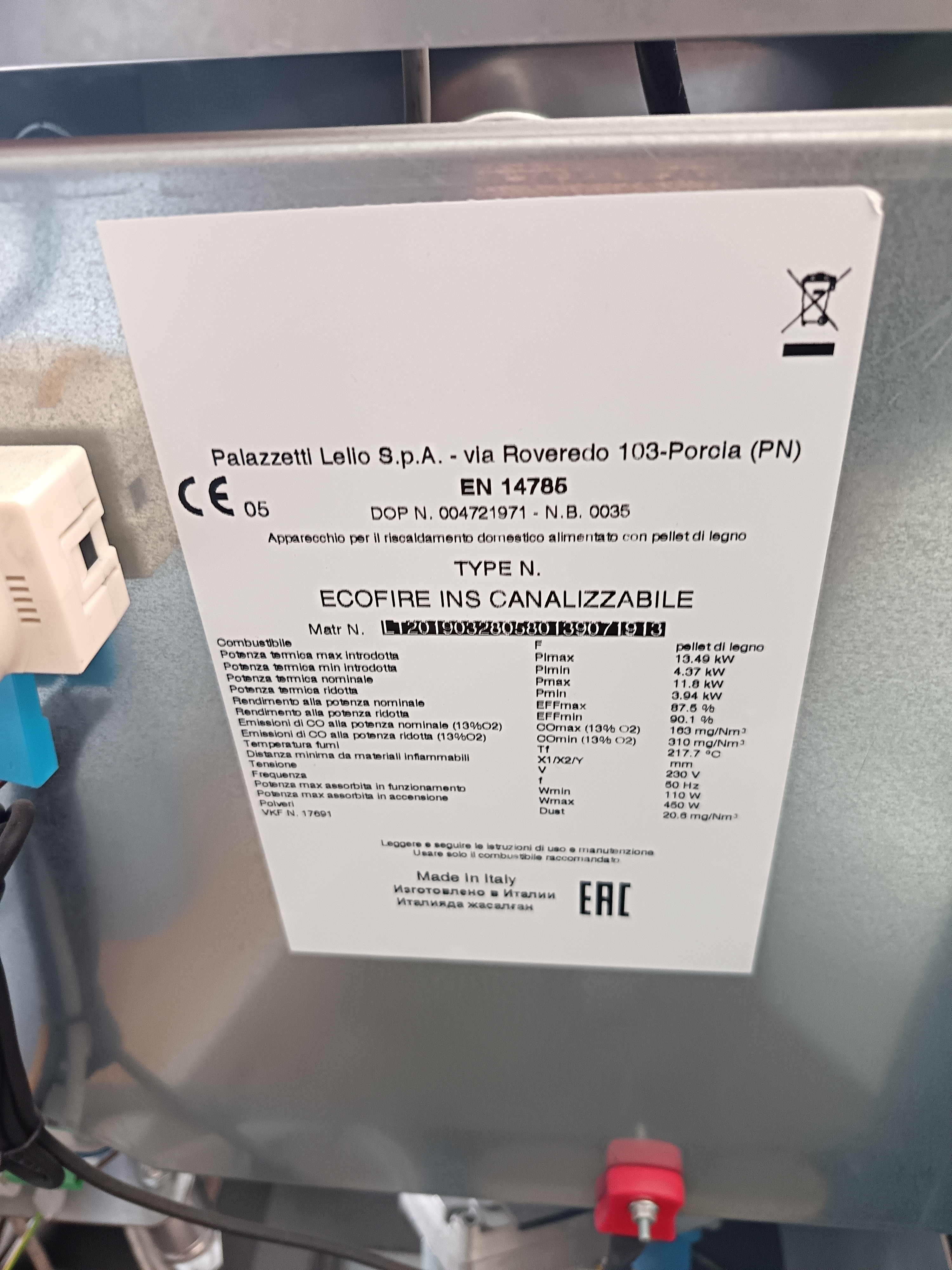 PALAZZETTI ECOFIRE INSERTO CANALIZZABILE 13,5kw